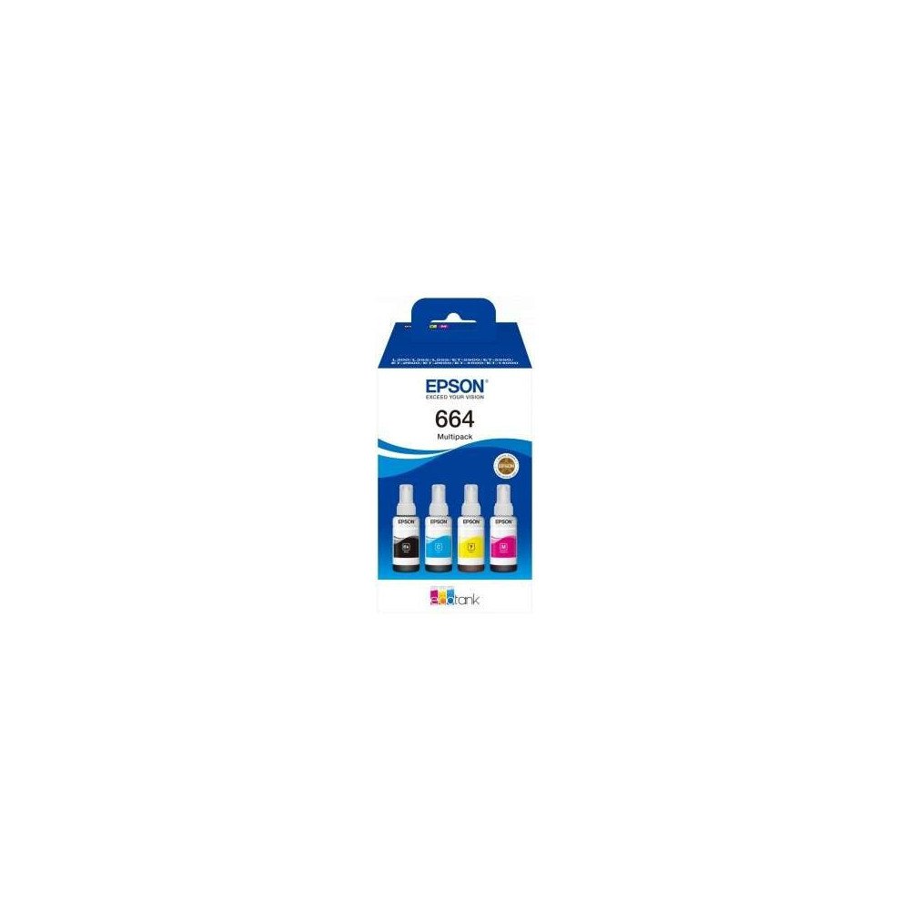 Epson 664 4 colores | pack de 4 botellas de tinta originales (C13T664640)
