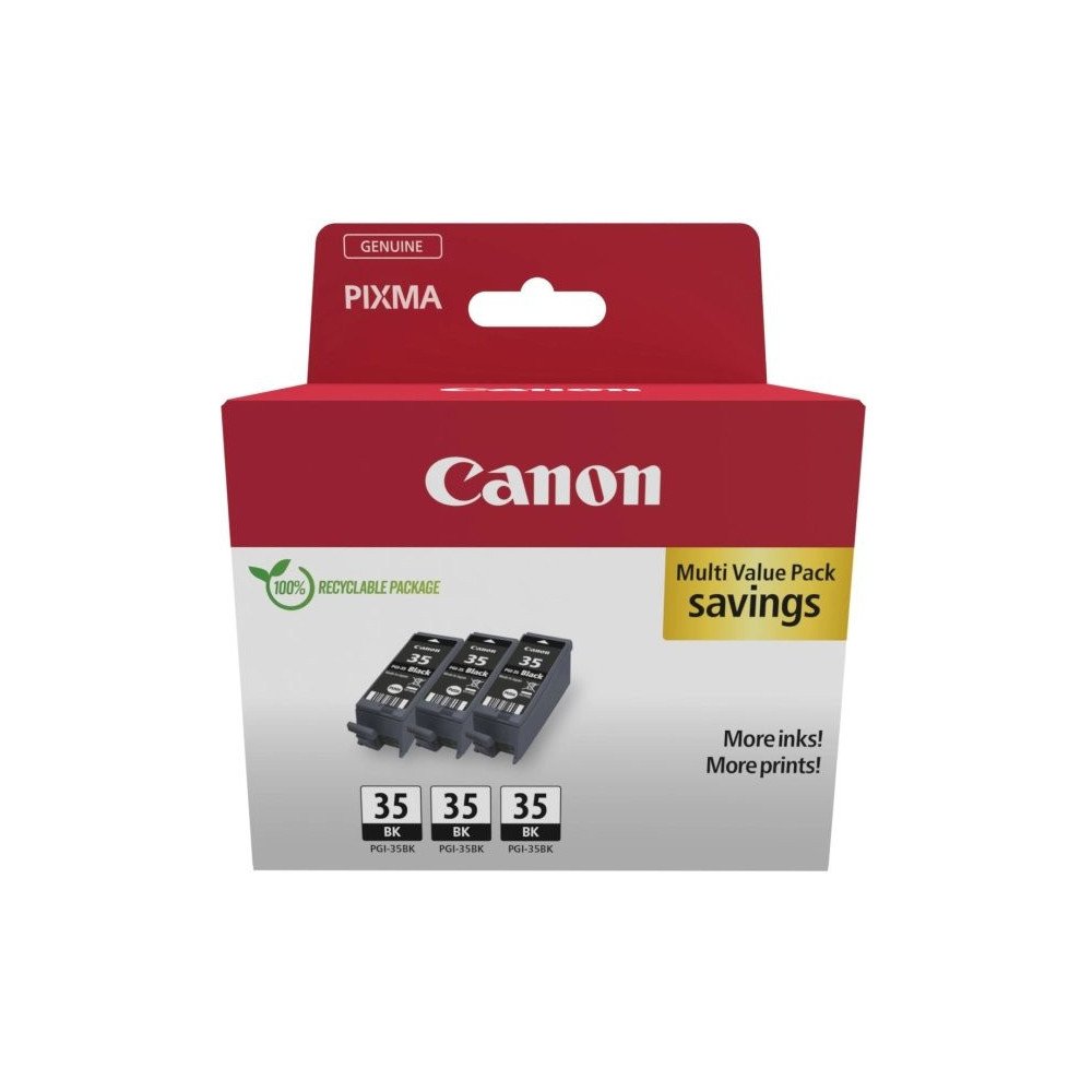 Canon PGI-35BK Multipack de 3 Cartuchos de Tinta Originales negro | pack de 3 cartuchos de tinta originales (1509B028)